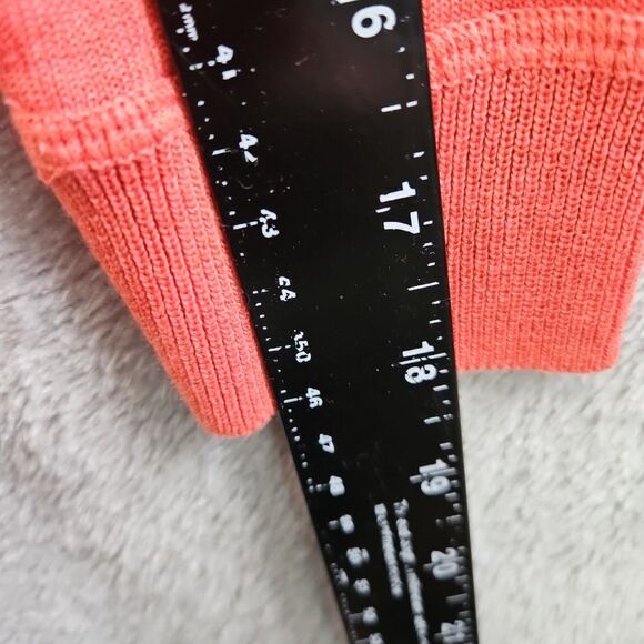 Talbots Women's Sz Med Pink Coral Blue Stripe Vneck Sweater 3/4 sleeve - Picture 5 of 10